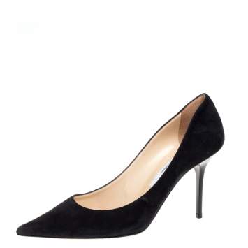 Pre Owned Jimmy Choo Black Suede Abel Pointed Toe Pumps Size 38.5