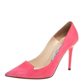 Pre Owned Jimmy Choo Pink Suede Avril Pointed Toe Pumps Size 35.5