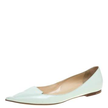 Pre Owned Jimmy Choo Mint Green Leather Attila Ballet Flats Size 40