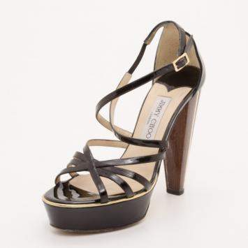 Pre Owned Jimmy Choo Black Platform Sandals Size 37.5