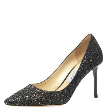 Pre Owned Jimmy Choo Multicolor Coarse Glitter Romy Pointed Toe Pumps Size 39