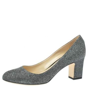 Pre Owned Jimmy Choo Black Glitter Billie Pumps Size 38