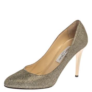 Pre Owned Jimmy Choo Metallic Two Tone Lurex Bridget Pumps Size 39.5