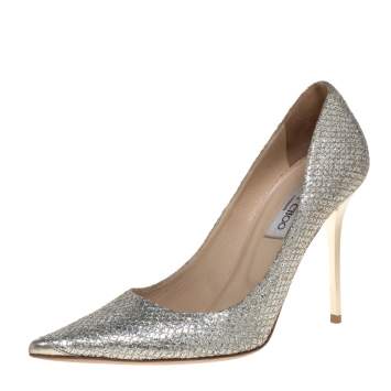 Pre Owned Jimmy Choo Metallic Glitter Abel Pointed Toe Pumps Size 40
