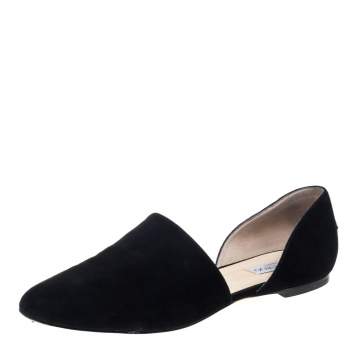 Pre Owned Jimmy Choo Black Suede Globe Flats Size 39.5