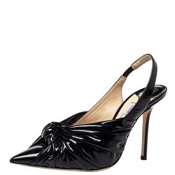Pre Owned Jimmy Choo Black Patent Leather Annabell Sandals Size  38.5