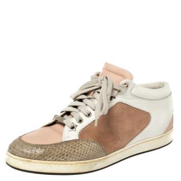 Pre Owned Jimmy Choo Multicolor Suede And Python Trim Miami Low Top Sneakers Size 37