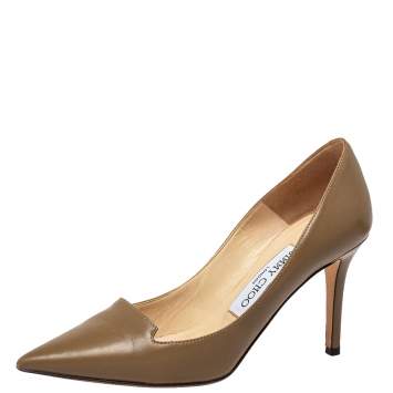 Pre Owned Jimmy Choo Brown Leather Avril Pumps Size 35