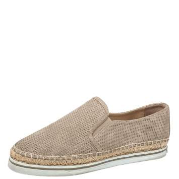 Pre Owned Jimmy Choo Beige Suede Espadrille Flats Size 40