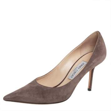 Pre Owned Jimmy Choo Beige Suede Romy Slip On Pumps Size 37.5