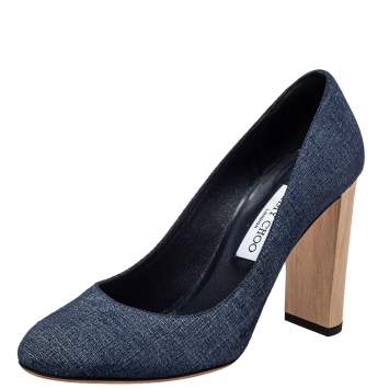 Pre Owned Jimmy Choo Blue Denim Laria Pumps Size 40