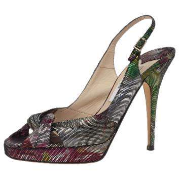 Pre Owned Jimmy Choo Multicolor Glitter Marion Slingback Sandals Size 38 