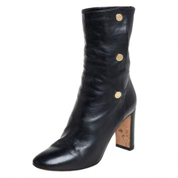 مملوكة مسبقًا Jimmy Choo Black Leather Mid Calf Boots Size 35.5