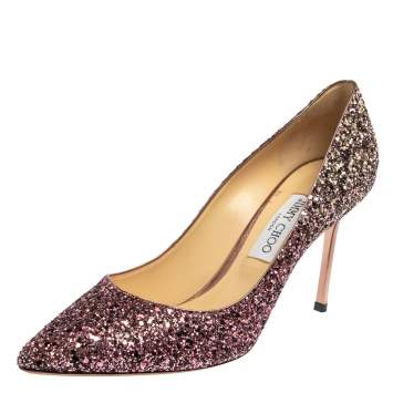 Pre Owned Jimmy Choo Metallic Glitter Romy Pointed Toe Pumps Size 41