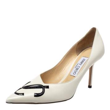 Pre Owned Jimmy Choo White Leather Love JC  Pumps Size 38.5