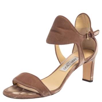 Pre Owned Jimmy Choo Pale Pink Velvet Molly Sandals Size 39