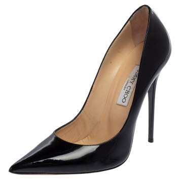 Pre Owned Jimmy Choo Black Patent Leather Anouk Pumps Size 40