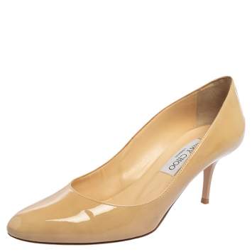Pre Owned Jimmy Choo Nude Patent Leather Emi  Pumps Size 37