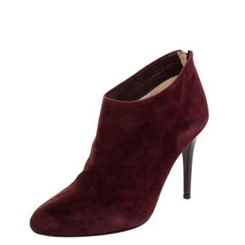 مملوكة مسبقًا Jimmy Choo Burgundy Suede Ankle Boots Size 37
