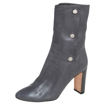 Pre Owned Jimmy Choo Grey Leather Dayno Ankle Boots Size 37