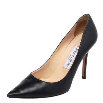 Pre Owned Jimmy Choo Black Leather Pointed Toe Pumps Size 36