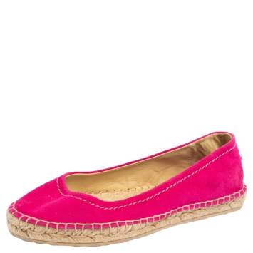 Pre Owned Jimmy Choo Pink Suede Espadrille Flats Size 37