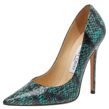 Pre Owned Jimmy Choo Green Snakeskin Abel Pointed Pumps Size 36