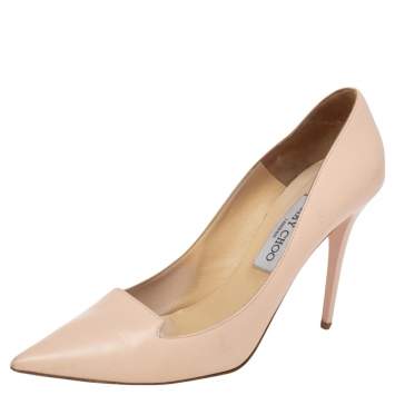Pre Owned Jimmy Choo Beige Leather Avril Pointed Toe Pumps Size 39