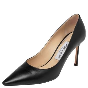Pre Owned Jimmy Choo Black  Leather Romy Pointed Toe Pumps Size 37