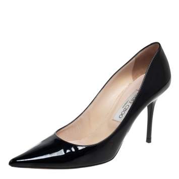 Pre Owned Jimmy Choo Black Patent Leather Emi Pumps Size 39