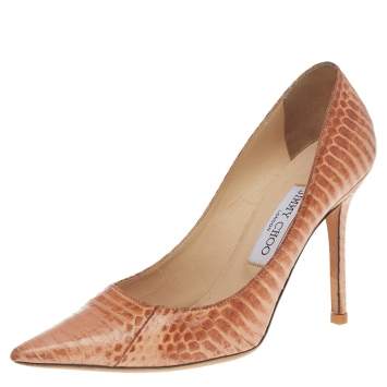 Pre Owned Jimmy Choo Two Tone Python Leather Agnes Pointed Toe Pumps Size 37