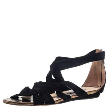 Pre Owned Jimmy Choo Black Suede Strappy Sandals Size 37