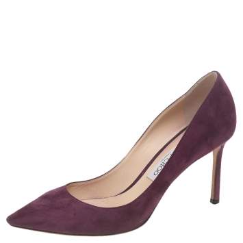 Pre Owned Jimmy Choo Purple Suede Romy Pumps Size 39