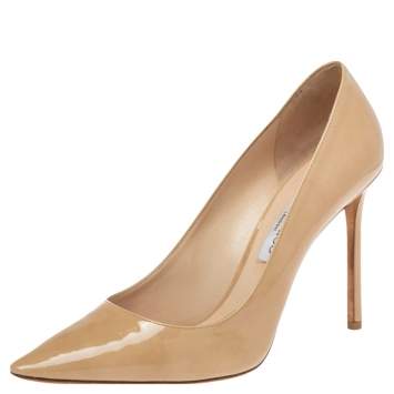 Pre Owned Jimmy Choo Beige Patent Leather Romy Pumps Size 42