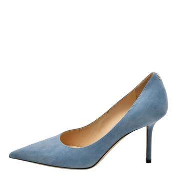 Pre Owned Jimmy Choo Blue Suede Love 85 Pumps EU 37