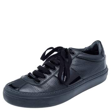 Pre Owned Jimmy Choo Black Patent And Leather Low Top Sneakers Size 39