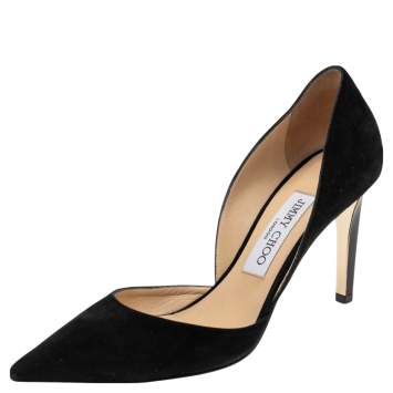 Pre Owned Jimmy Choo Black Suede Dorsay Pumps Size 37