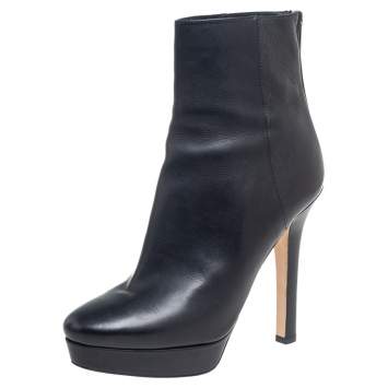 مملوكة مسبقًا Jimmy Choo Black Leather Magic Ankle Boots Size 38