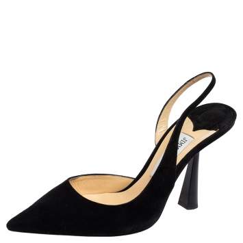 Pre Owned Jimmy Choo Black Suede Fetto Pumps Size 38.5
