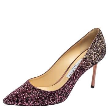 Pre Owned Jimmy Choo Candy Floss Coarse Glitter Romy 85 Pumps Size 38.5