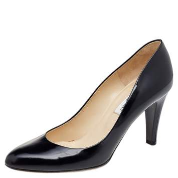 Pre Owned Jimmy Choo Black Leather Pointed Toe Pumps Size 38