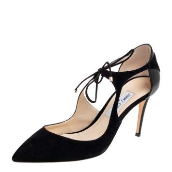 Pre Owned Jimmy Choo Black Suede Vanessa Pointed-Toe Cut-Out Pumps Size 40