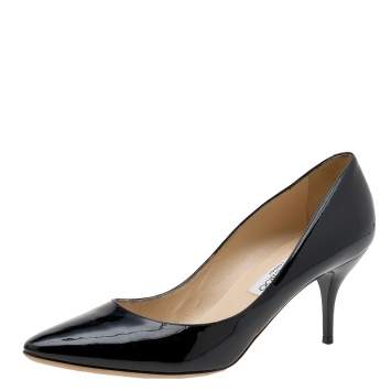 Pre Owned Jimmy Choo Black Patent Leather Esme Almond Toe Pumps Size 41
