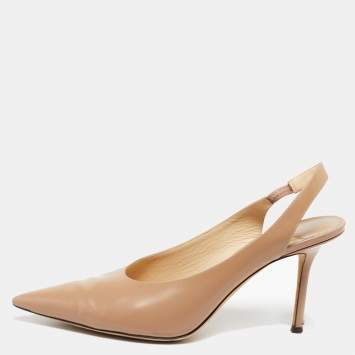 Pre Owned Jimmy Choo Beige Leather Tilly Slingback Pumps Size 39