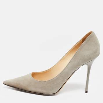 Pre Owned Jimmy Choo Grey Suede Agnes Pumps Size 38