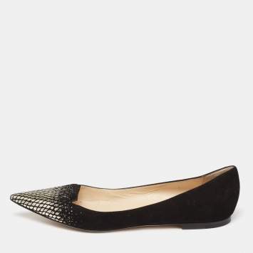 Pre Owned Jimmy Choo Black Suede Attila Ballet Flats Size 42
