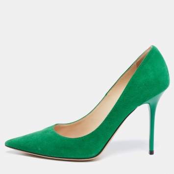 Pre Owned Jimmy Choo Green Suede Abel Pumps Size 37