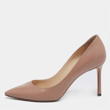 Pre Owned Jimmy Choo Beige Leather Romy Pointed Toe  Pumps Size 39