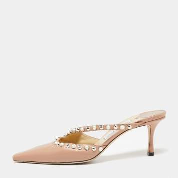 Pre Owned Jimmy Choo Dusty Pink Leather Ros Mule Sandals Size 41