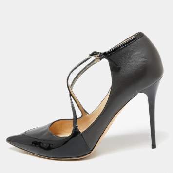 Pre Owned Jimmy Choo Black Patent and Leather Madera Pumps Size 41